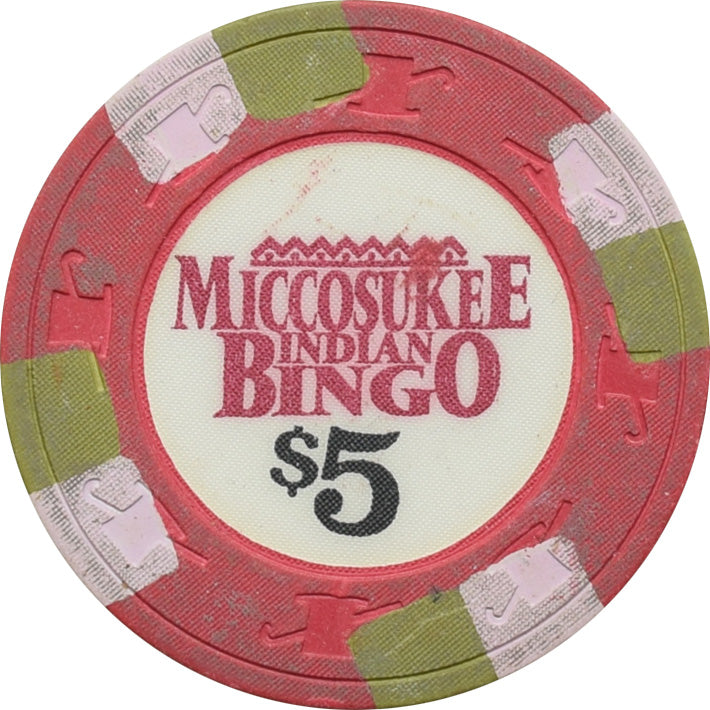 Miccosukee Indian Gaming Casino Miami FL $5 Chip