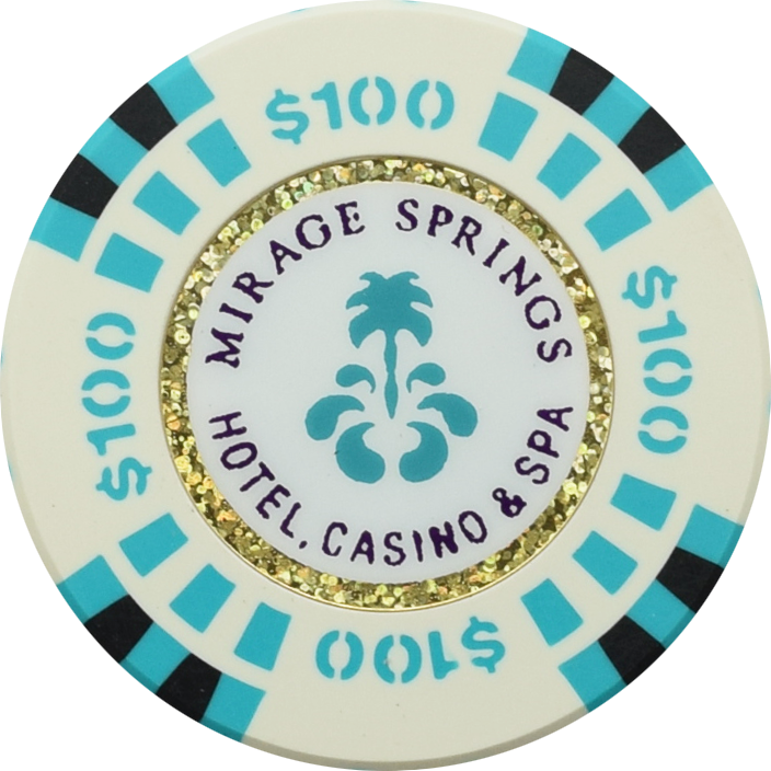 Mirage Springs Casino Desert Hot Springs California $100 Chip 43mm