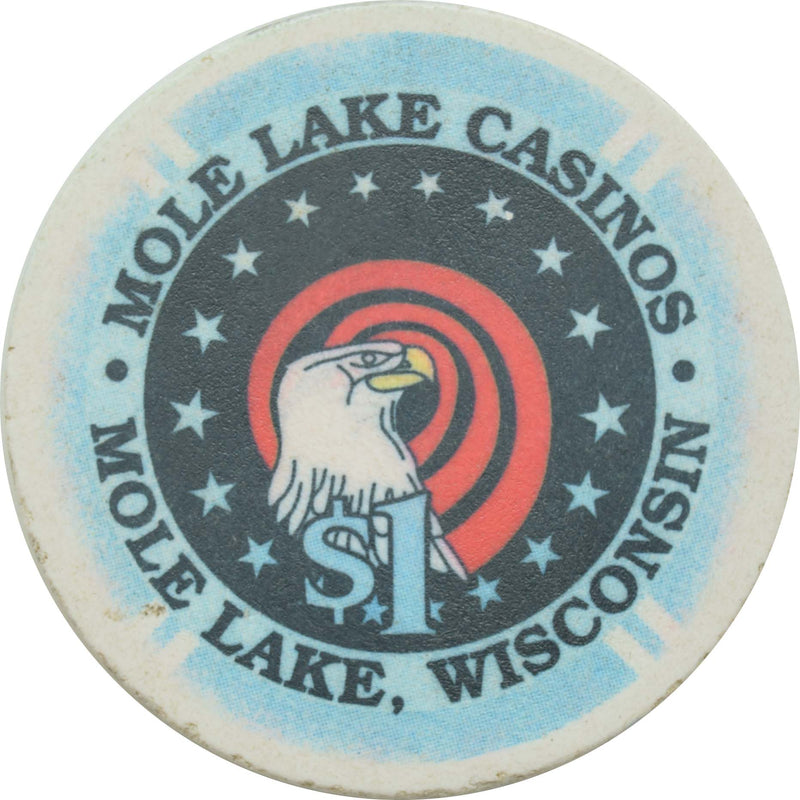 Mole Lake Casino Crandon/Mole Lake Wisconsin $1 Chip