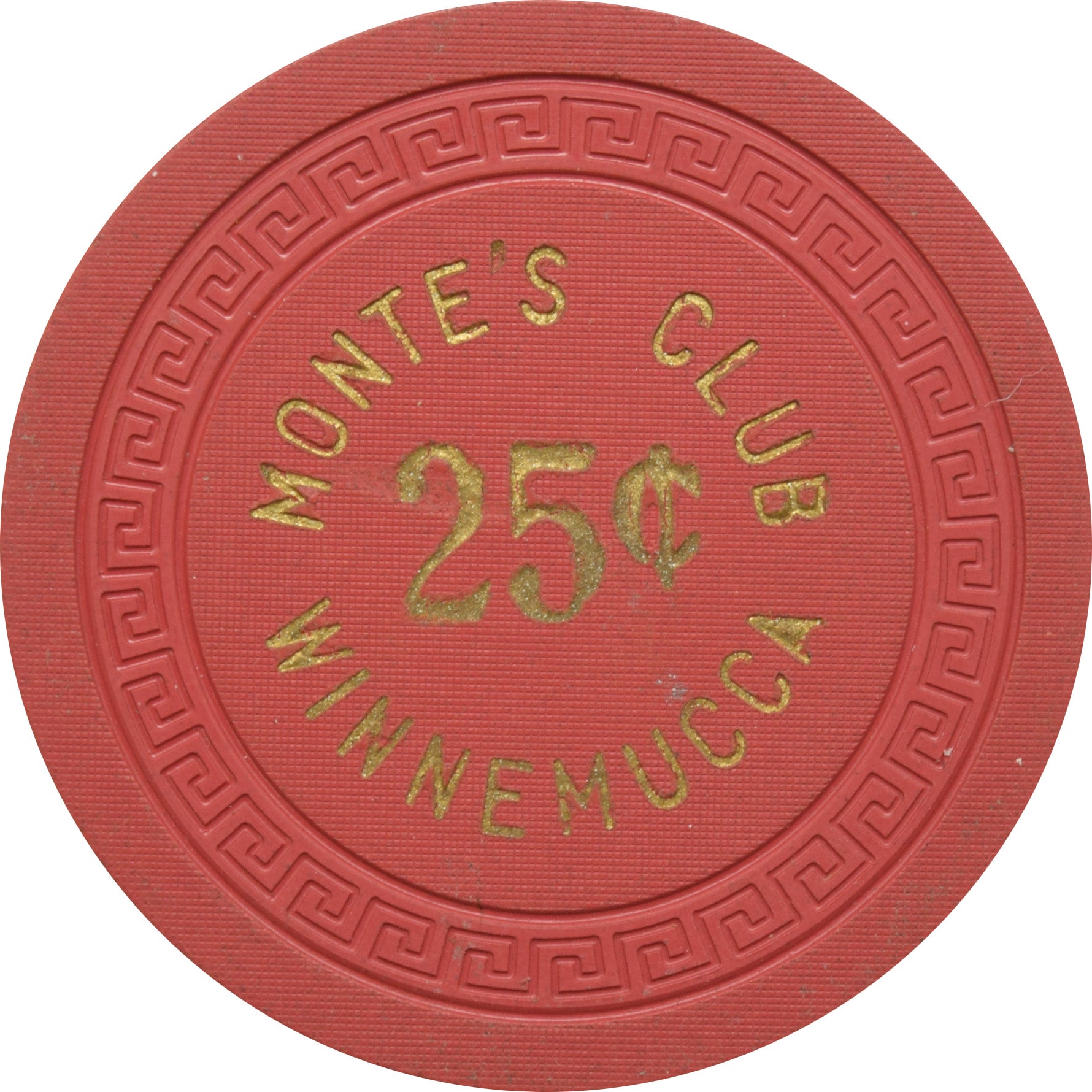 Monte's Club Casino Winnemucca Nevada 25 Cent Chip 1950s