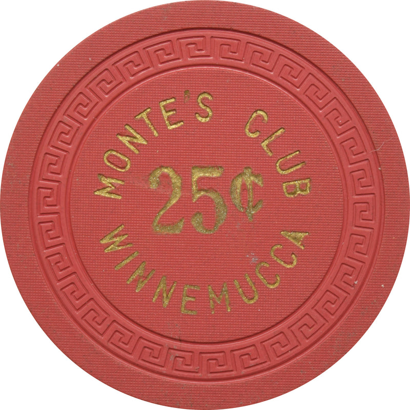 Monte's Club Casino Winnemucca Nevada 25 Cent Chip 1950s