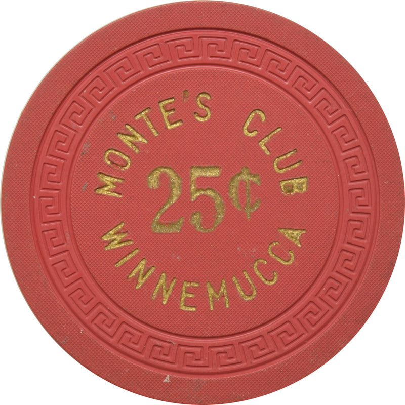 Monte's Club Casino Winnemucca Nevada 25 Cent Chip 1950s