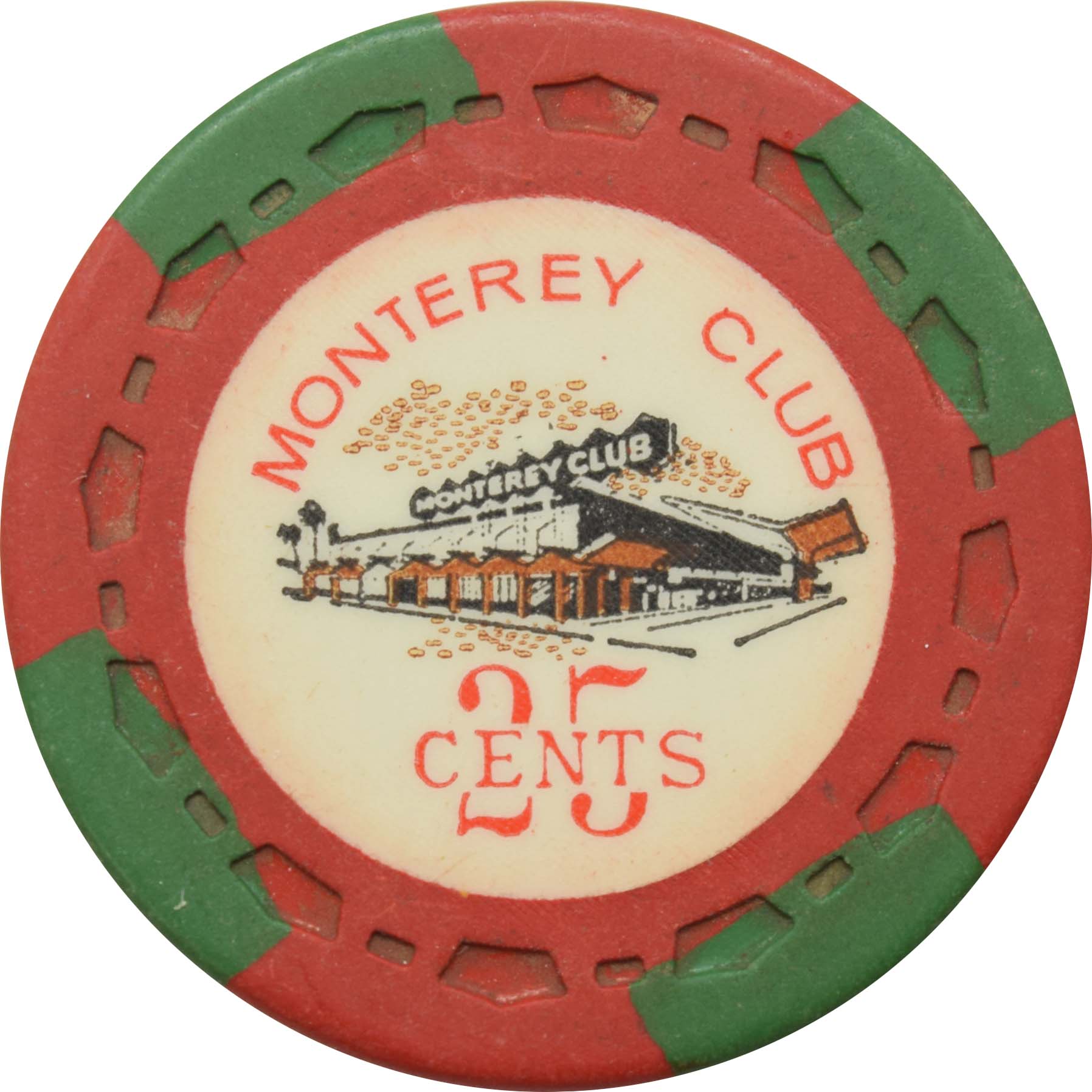 Monterey Club Casino Gardena California 25 cent Chip