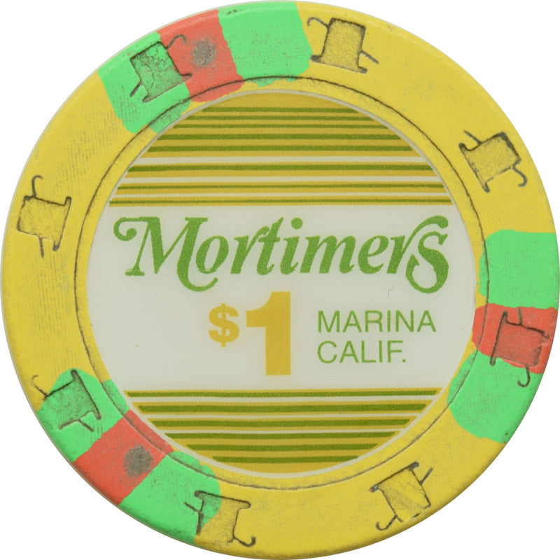 Mortimer's Card Room Casino Marina California $1 Chip