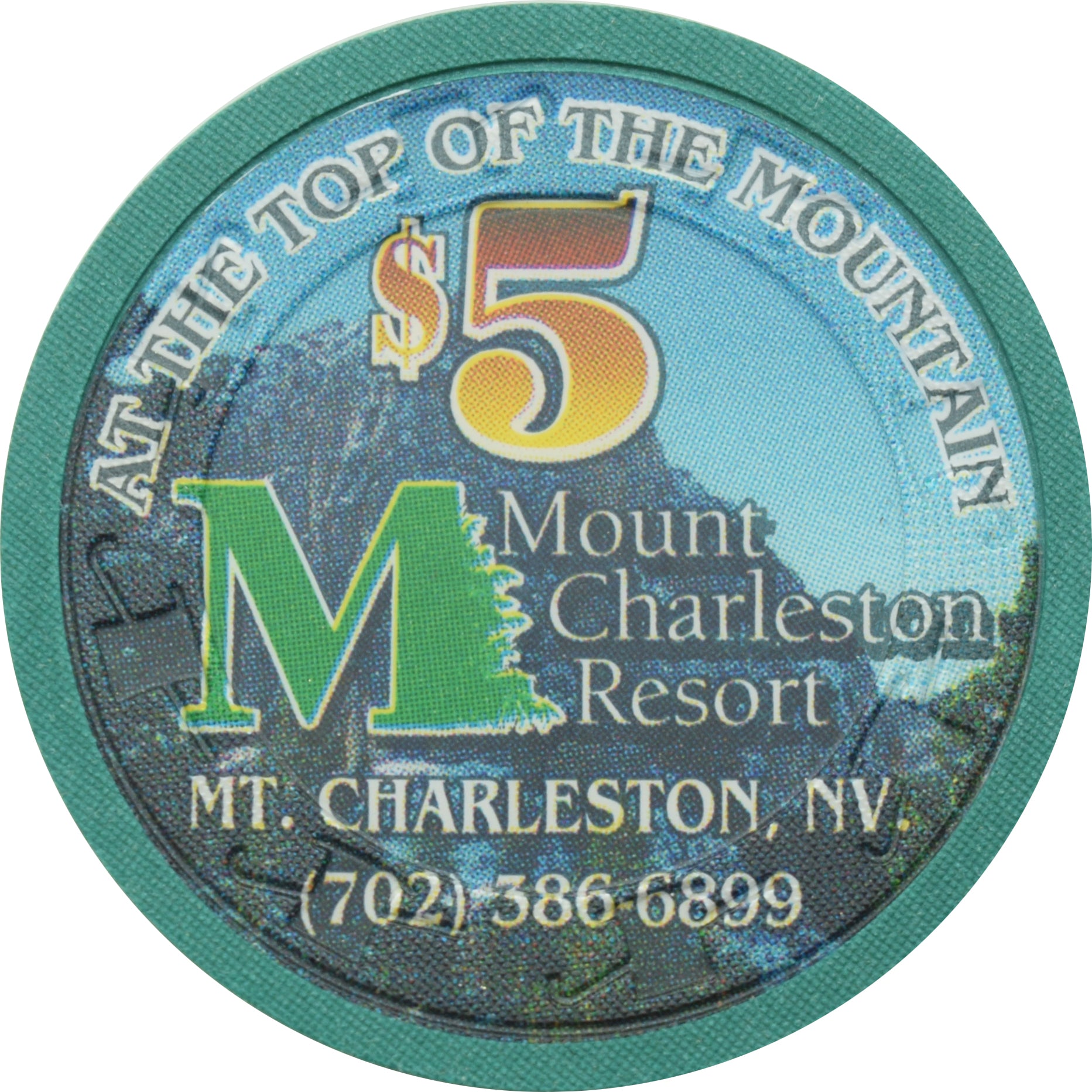 Mt. Charleston Resort Casino Mt. Charleston Nevada $5 Green Chip 1995