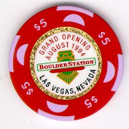 Boulder Station Casino Las Vegas Nevada $5 Grand Opening Chip 1994