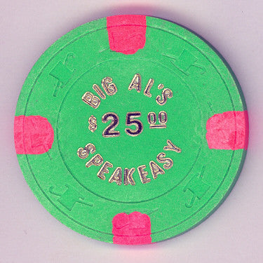 Big Al's Speakeasy Casino $25 (green 1980) Chip - Spinettis Gaming - 1