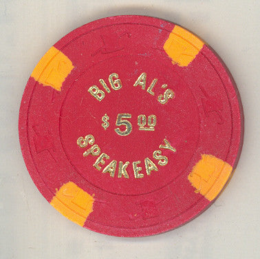 Big Al's Speakeasy Casino $5 (red 1980) Chip - Spinettis Gaming - 1