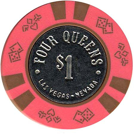 Four Queens $1 chip dark pink with smooth coin - Spinettis Gaming