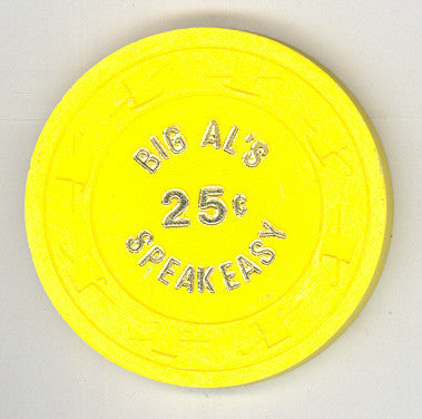 Big Al's Speakeasy Casino 25cent (yellow 1980) Chip - Spinettis Gaming
