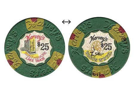 Harveys $25 Green (House & Inlay) chip - Spinettis Gaming - 1
