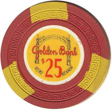 Golden Bank $25 (red) chip - Spinettis Gaming - 2