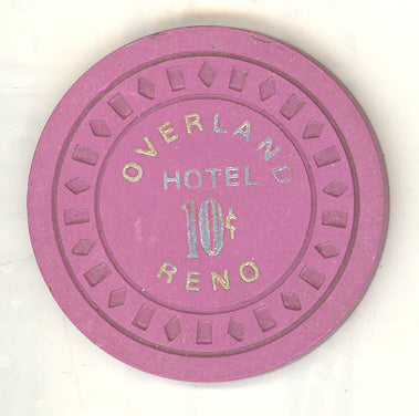 Overland Hotel Casino Reno Nevada 10 Cent Chip 1940s