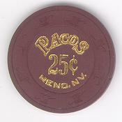 Pacos Casino Reno Nevada 25 Cent Chip 1989