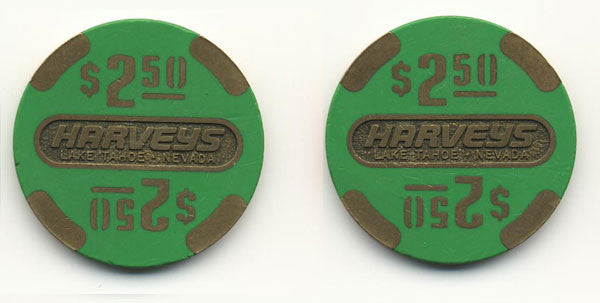Harveys Casino Lake Tahoe $2.50 (Brass) chip 1986 - Spinettis Gaming
