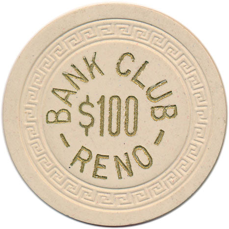 Bank Club Casino Reno Nevada $100 Chip 1951