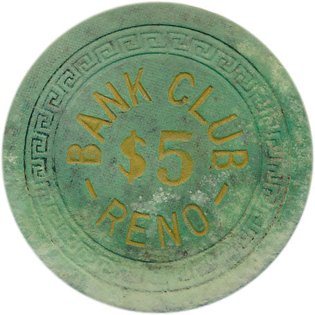 Bank Club Casino Reno Nevada $5 Chip 1949 Damage