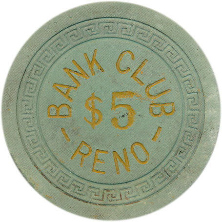 Bank Club Casino Reno Nevada $5 Chip 1949 Damage