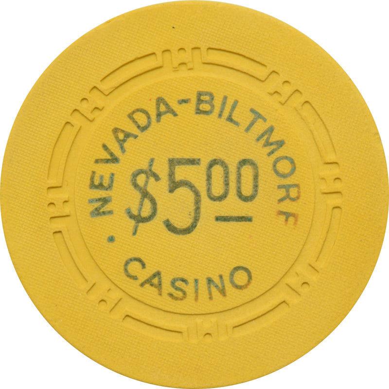 Nevada Biltmore Casino Las Vegas Nevada $5 Chip 1948