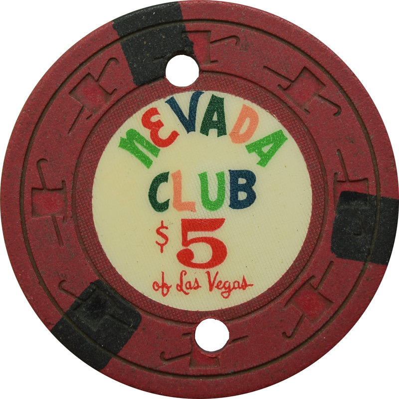 Nevada Club Casino Las Vegas Nevada $5 Cancelled Chip 1959