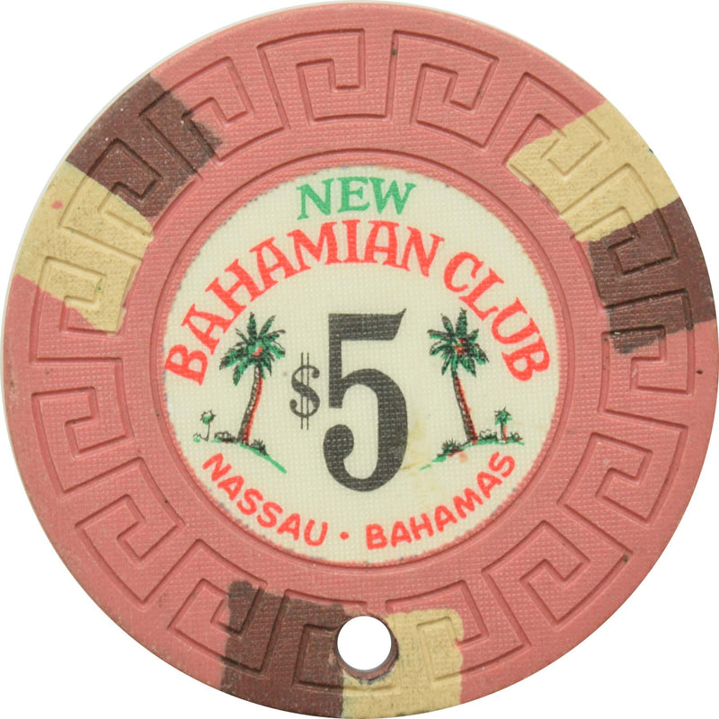 New Bahamian Club Casino Nassau Bahamas $5 Cancelled Chip