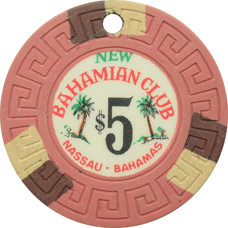 New Bahamian Club Casino Nassau Bahamas $5 Cancelled Chip