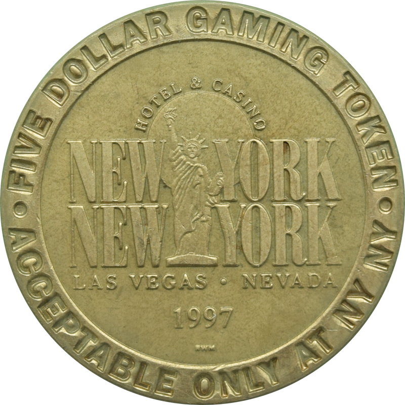 New York New York Casino Las Vegas Nevada $5 Token 1997
