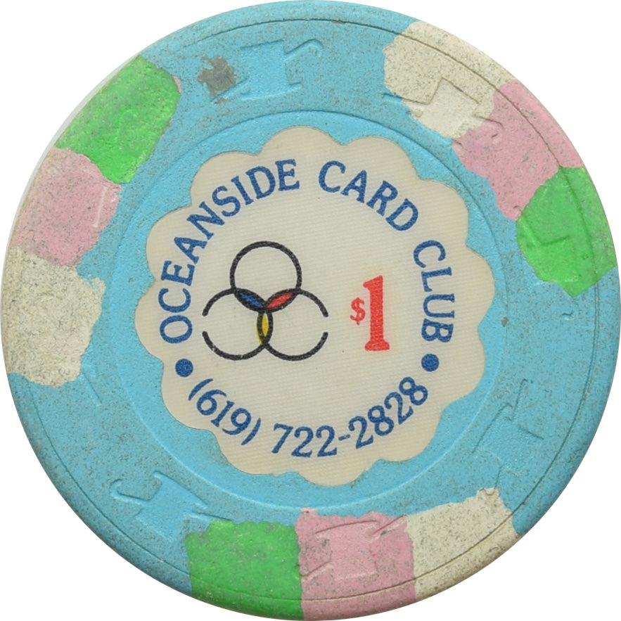 Oceanside Card Club Casino Oceanside California $1 Chip