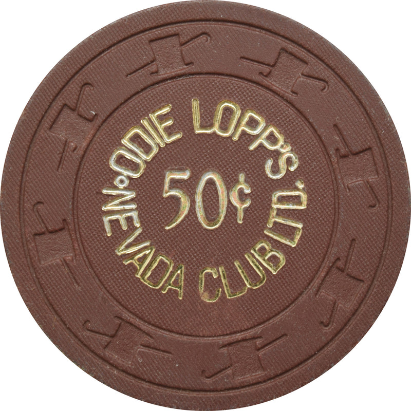 Odie Lopp's Nevada Club Casino Laughlin Nevada 50 Cent Chip 1975