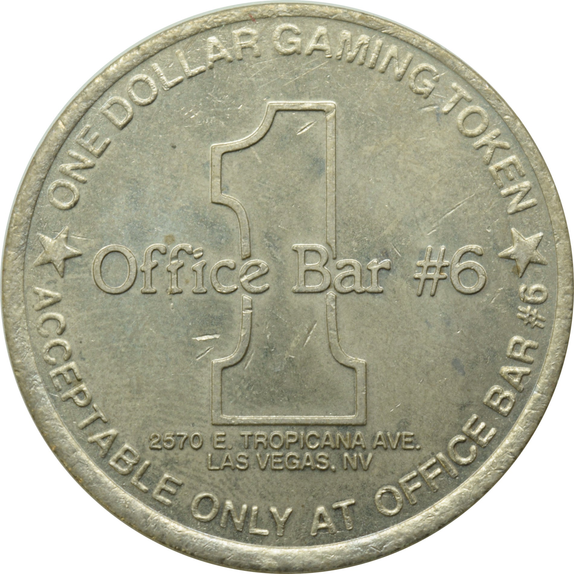 Office Bar #6 Casino Las Vegas Nevada $1 Token 1992