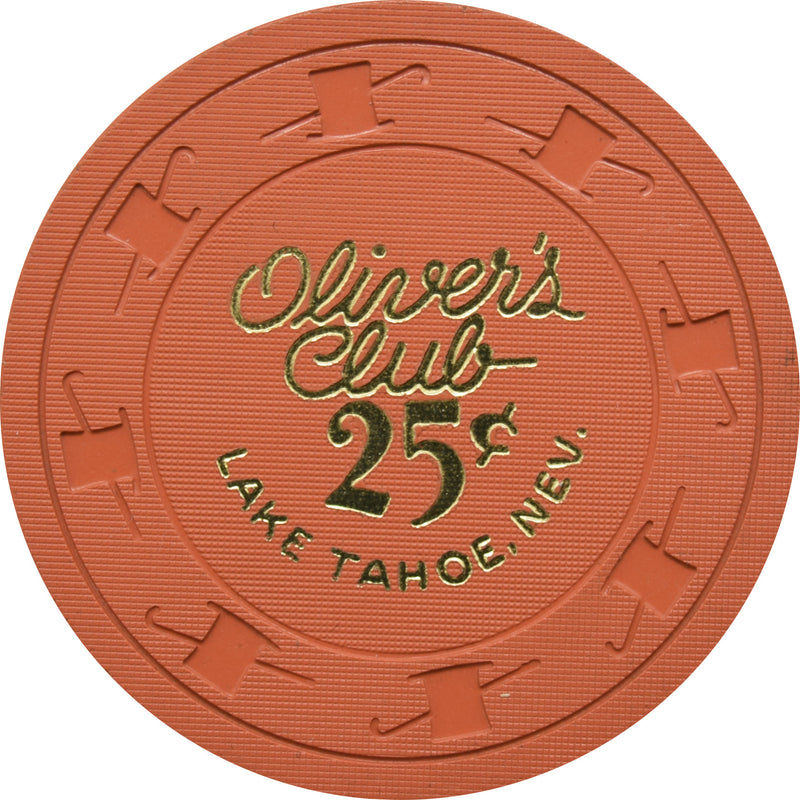 Oliver's Club Casino Lake Tahoe Nevada 25 Cent Chip 1958