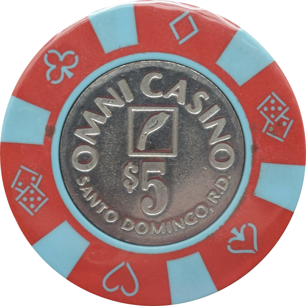 Omni (Sheraton) Casino Santo Domingo Dominican Republic $5 Blue Spots Chip