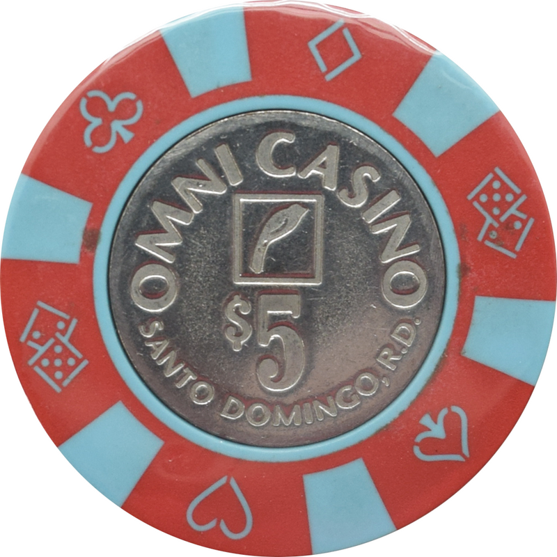 Omni (Sheraton) Casino Santo Domingo Dominican Republic $5 Blue Spots Chip