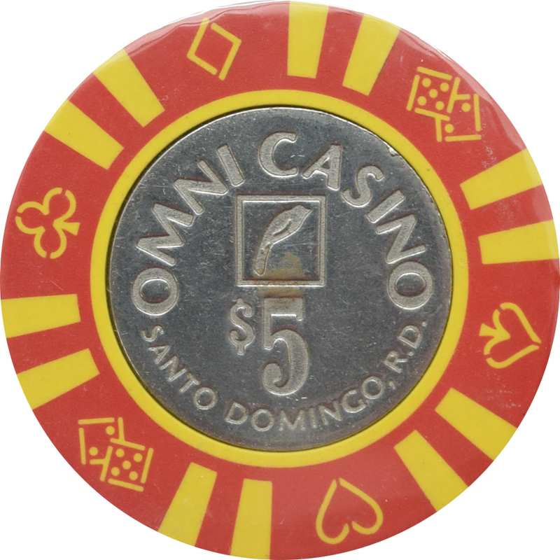 Omni (Sheraton) Casino Santo Domingo Dominican Republic $5 Yellow Spots Chip