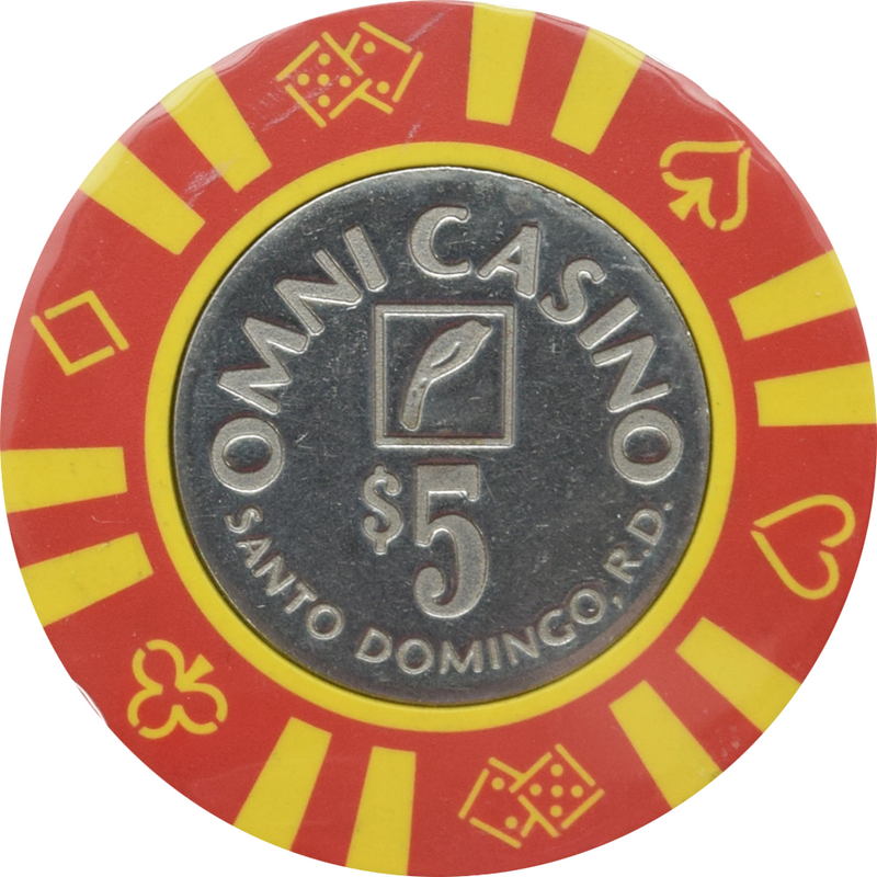 Omni (Sheraton) Casino Santo Domingo Dominican Republic $5 Yellow Spots Chip