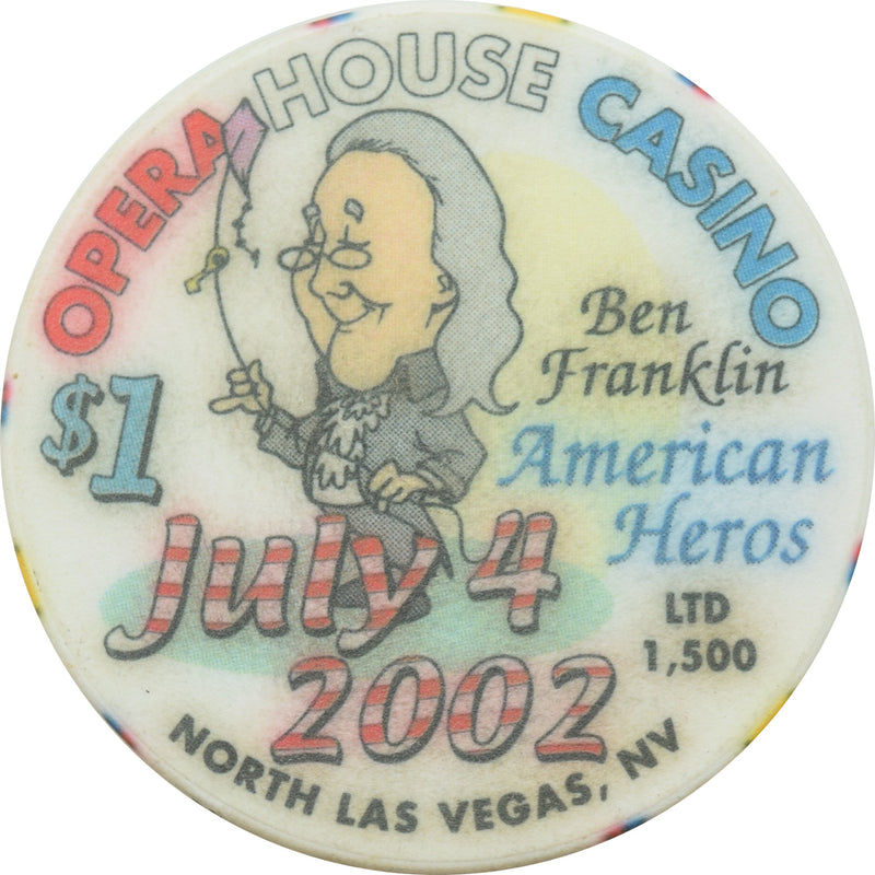 Opera House Casino N. Las Vegas Nevada $1 Ben Franklin July 4th Chip 2002