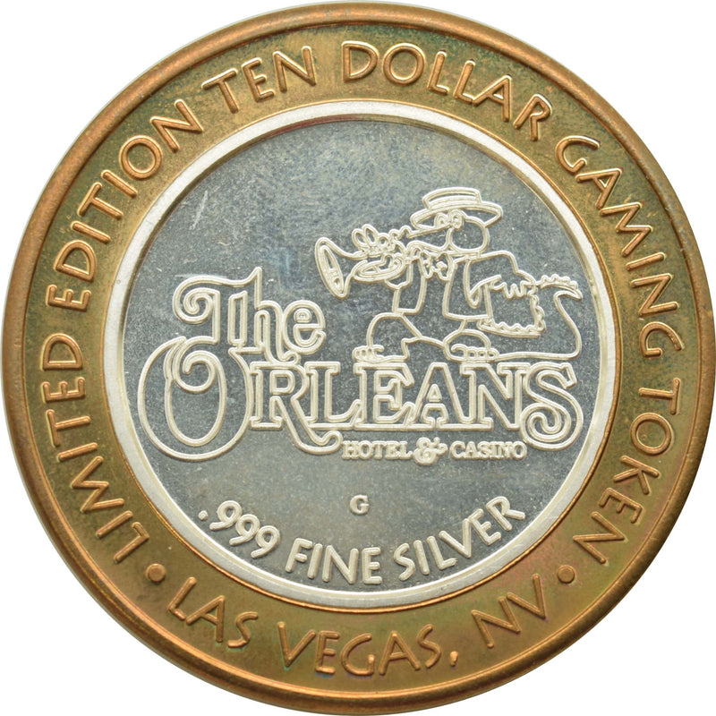 Orleans Casino Las Vegas "Alligator with American Flag" $10 Silver Strike .999 Fine Silver 2002