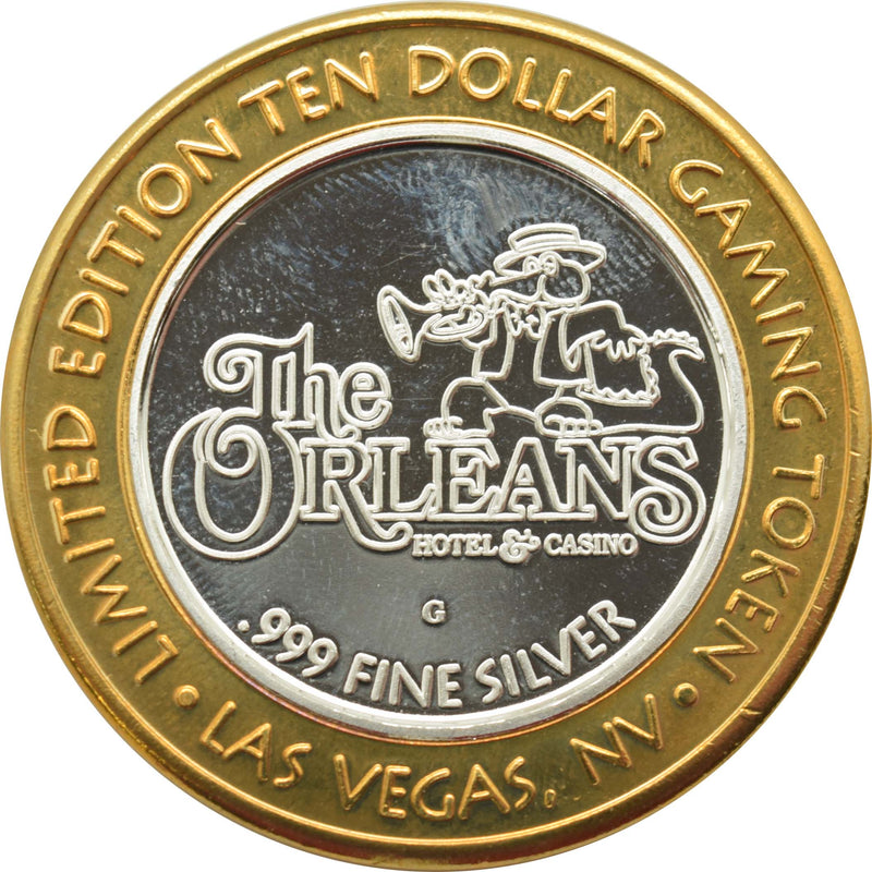 Orleans Casino Las Vegas "Alligator with Racing Flag" $10 Silver Strike .999 Fine Silver 2001