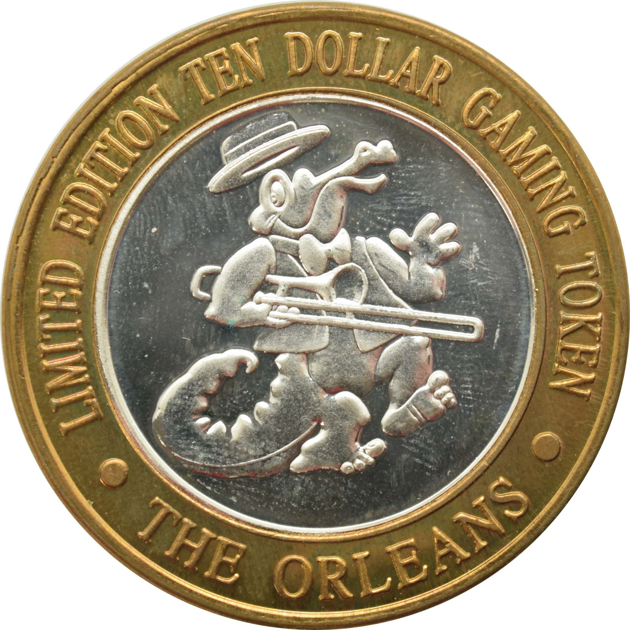 The Orleans Casino Las Vegas "Alligator with Trombone" $10 Silver Strike .999 Fine Silver 1996