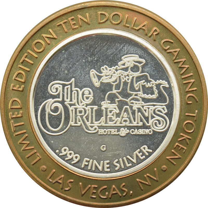 Orleans Casino Las Vegas "Alligator Dancing with Drink" $10 Silver Strike .999 Fine Silver 2001
