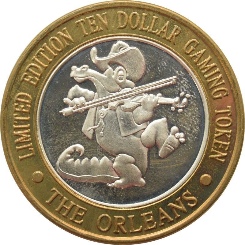 The Orleans Casino Las Vegas "Alligator with Fiddle" $10 Silver Strike .999 Fine Silver 1996