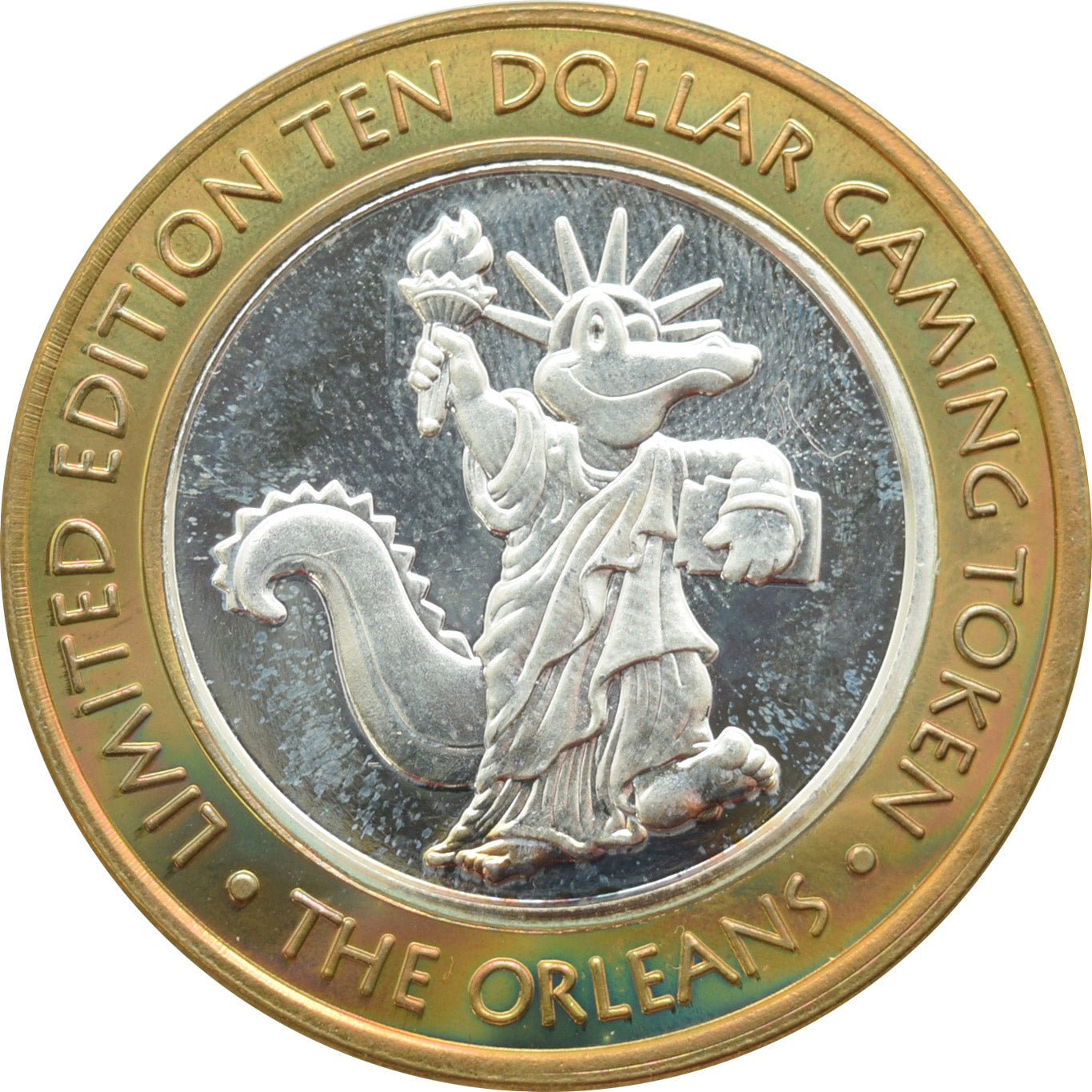 Orleans Casino Las Vegas "Alligator Statue of Liberty" $10 Silver Strike .999 Fine Silver 2002