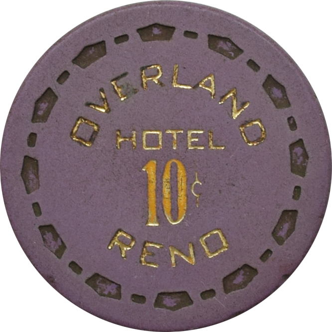 Overland Hotel Casino Reno Nevada 10 Cent Chip 1969 Purple