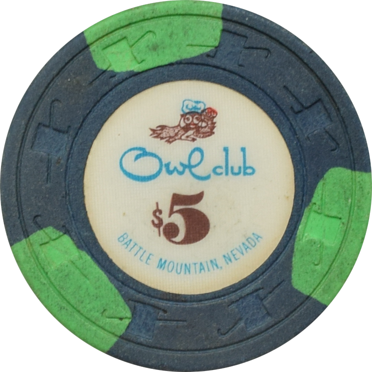 Owl Club Casino Battle Mountain Nevada $5 Chip 1982