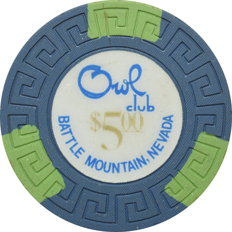 Owl Club Casino Battle Mountain Nevada $5 Chip 1973