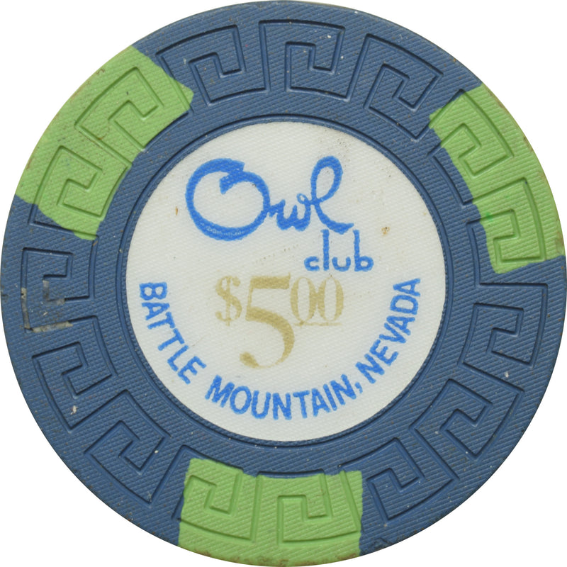Owl Club Casino Battle Mountain Nevada $5 Chip 1973