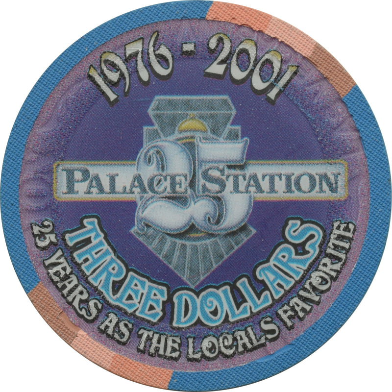 Palace Station Casino Las Vegas Nevada $3 25th Anniversary Chip 2001