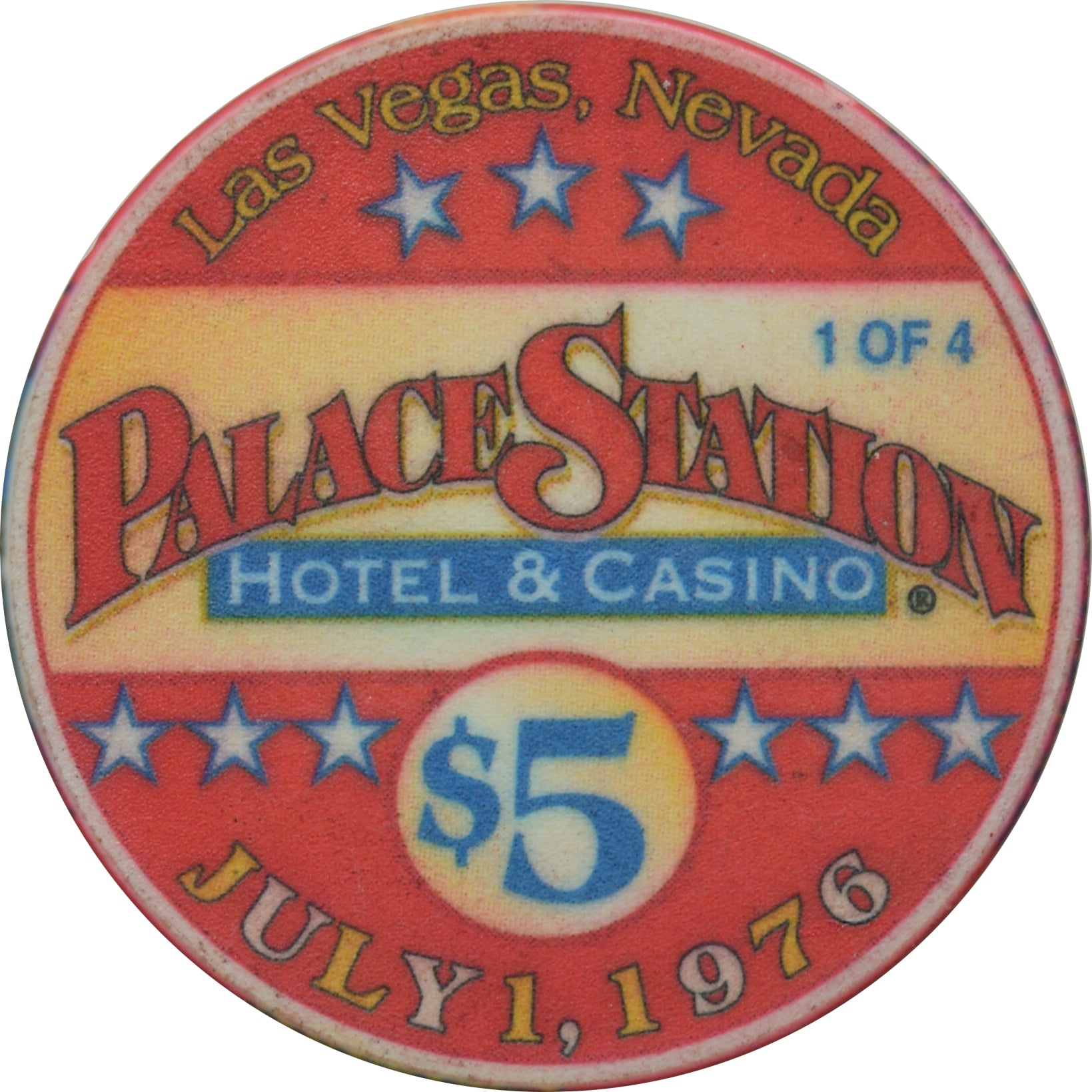 Palace Station Casino Las Vegas Nevada $5 1 of 4 Blackjack in Spades Chip 1999