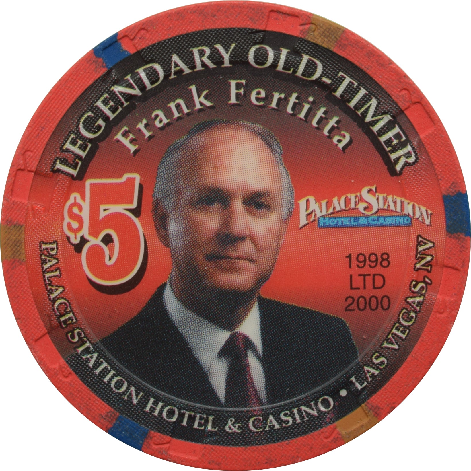 Palace Station Casino Las Vegas Nevada $5 Frank Fertitta Chip 1998