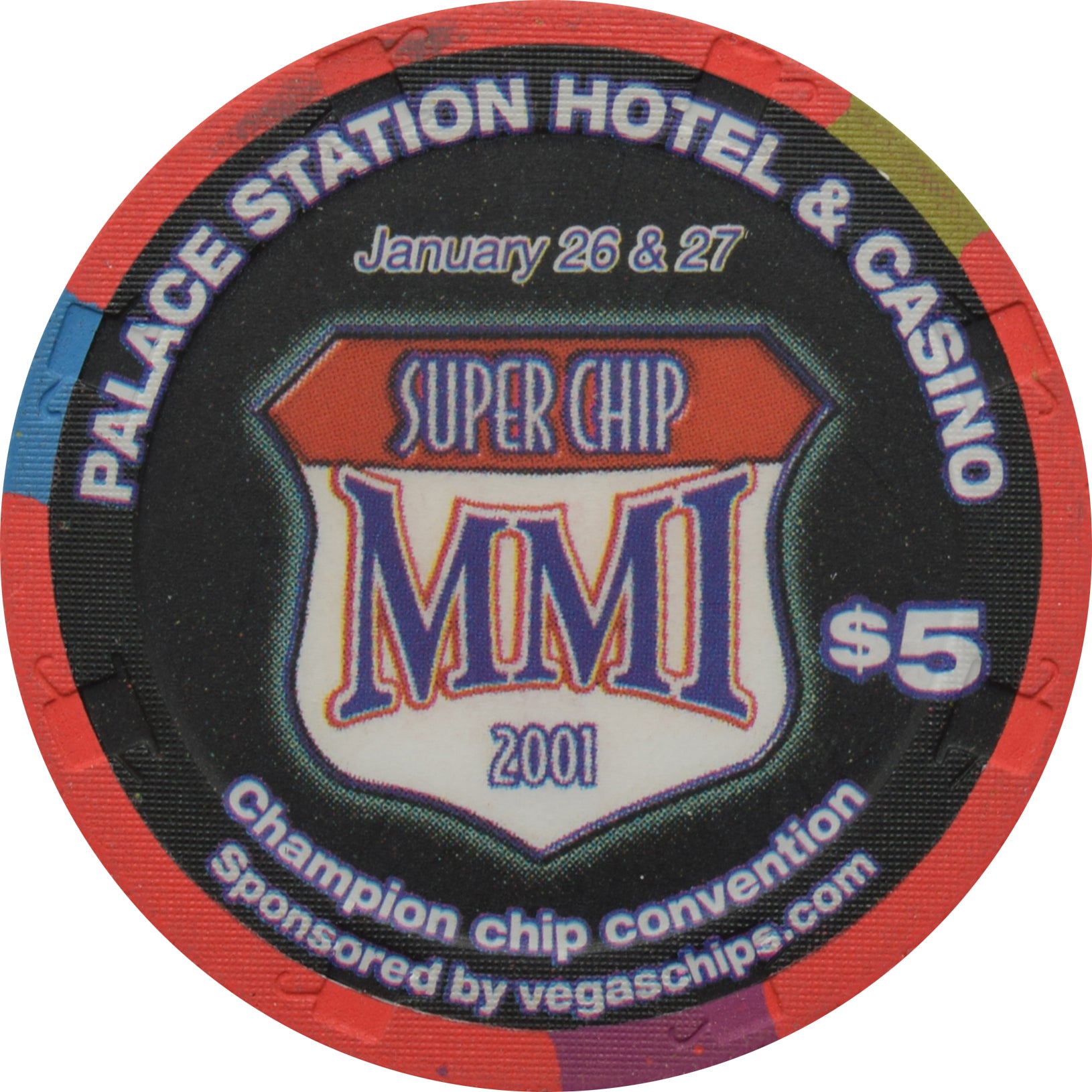 Palace Station Casino Las Vegas Nevada $5 Super Chip MMI Chip 2001